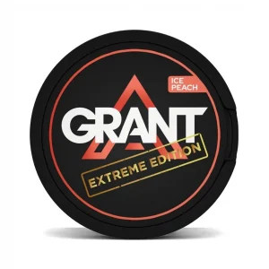 grant extreme ice peach nicotine pouches sold by nicopods.ie. tobacco-free snus in Ireland.