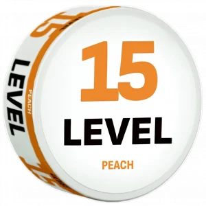 Level 15 Peach nicotine pouches from Nicopods.ie.